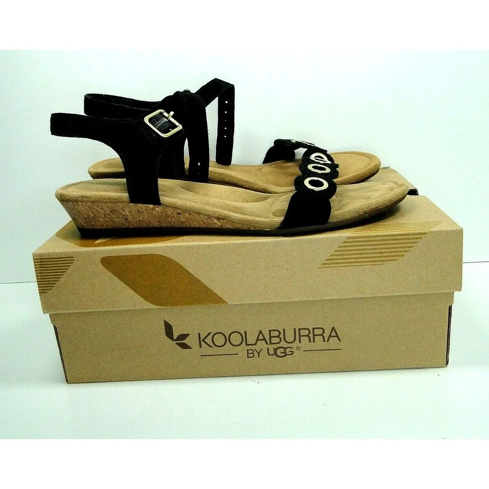 Koolaburra by UGG‎ Women's Leira Heeled Sandal Black Gold 9.5 M